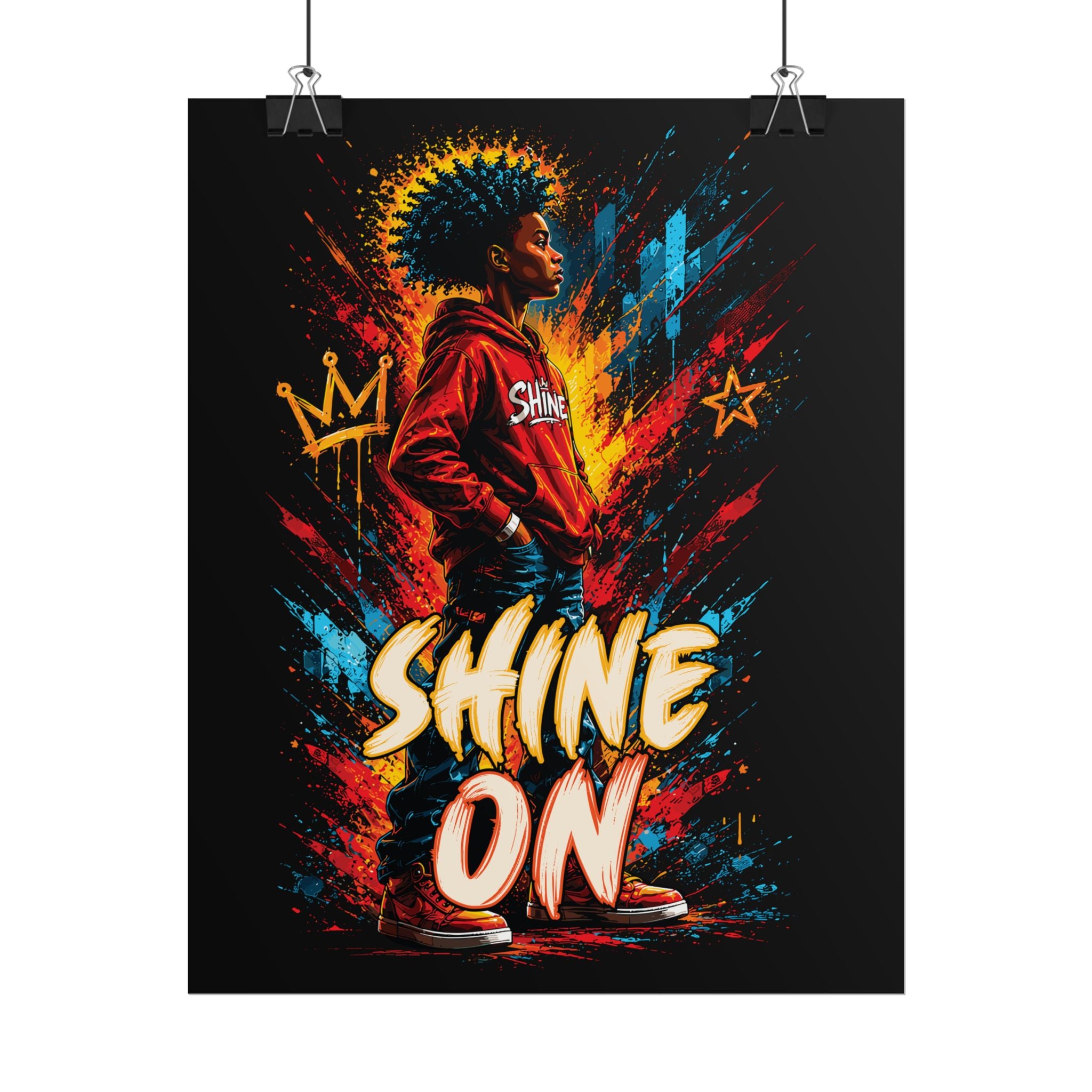 Shine On Afro Youth Art Poster - Rolled Motivational Wall Decor